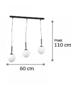 InLight Κρεμαστό φωτιστικό από μαύρο μέταλλο και λευκή οπαλίνα (4514-3 ΡΑΓΑ)