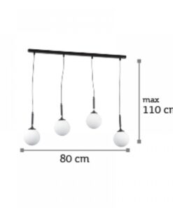 InLight Κρεμαστό φωτιστικό από μαύρο μέταλλο και λευκή οπαλίνα (4514-4 ΡΑΓΑ)