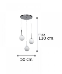 InLight Κρεμαστό φωτιστικό από χρώμιο μέταλλο και λευκή οπαλίνα (4515-3 ΡΟΖΕΤΑ)