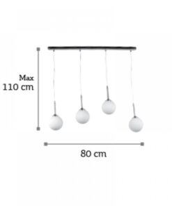 InLight Κρεμαστό φωτιστικό από χρώμιο μέταλλο και λευκή οπαλίνα (4515-4 ΡΑΓΑ)