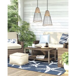 InLight Κρεμαστό φωτιστικό από ρατάν και μαύρο μέταλλο (4529)