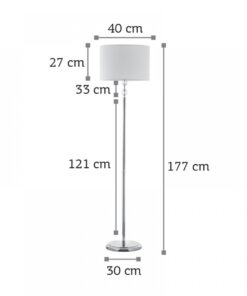 InLight Επιδαπέδιο φωτιστικό από χρυσό μέταλλο κρύσταλλο και υφασμάτινο καπέλο 1XE27 D:177cm (45360-Χρυσό)