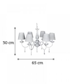 InLight Κρεμαστό φωτιστικό από λευκή πατίνα, κρύσταλλα και υφασμάτινο καπέλο (5010-5)