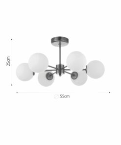 InLight Κρεμαστό φωτιστικό από χρυσό ματ μέταλλο και λευκή οπαλίνα 6XG9 D:55cm (5015-6)