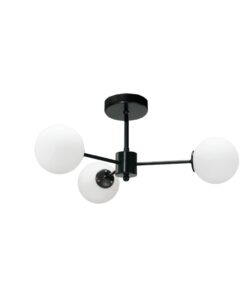 InLight Φωτιστικό Οροφής από μαύρο μέταλλο και λευκή οπαλίνα 3XG9 D:45cm (5016-3)
