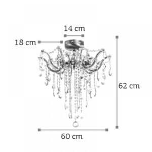 InLight Φωτιστικό οροφής από οξυντέ μέταλλο γυαλί και κρύσταλλα 6XE14 D:60cm (5249-6-Οξυντέ)