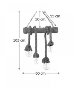 InLight Κρεμαστό φωτιστικό από καφέ σχοινί και μπαμπού 4XE27 D:60cm (5307-4)