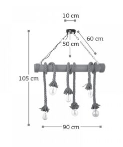 InLight Κρεμαστό φωτιστικό από καφέ σχοινί και μπαμπού (5307-6)
