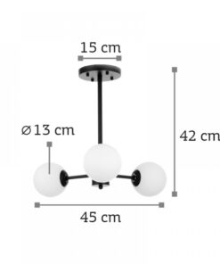 InLight Κρεμαστό φωτιστικό από μαύρο μέταλλο και λευκή οπαλίνα 3XG9 D:45cm (5315-3)