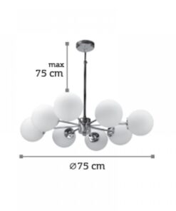 InLight Κρεμαστό φωτιστικό από χρώμιο μέταλλο και λευκή οπαλίνα (5321-8)