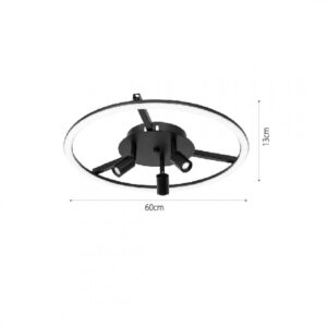 InLight Πλαφονέρα Οροφής LED 48W 3000K σε μαύρο χρώμα D:60cm (6086-BL)