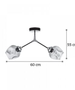 InLight Κρεμαστό φωτιστικό από μαύρο μέταλλο και διάφανο γυαλί (6129-2-GL)