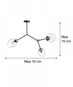 InLight Κρεμαστό φωτιστικό από μαύρο μέταλλο και διάφανο γυαλί (6129-3-GL)