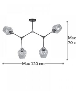 InLight Κρεμαστό φωτιστικό από μαύρο μέταλλο και διάφανο γυαλί (6129-4-GL)
