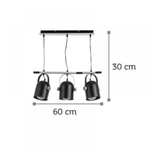 InLight Κρεμαστό φωτιστικό από μαύρο μέταλλο και ξύλο (6130-3-BL)