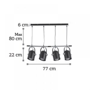 InLight Κρεμαστό φωτιστικό από μαύρο μέταλλο και ξύλο (6130-4-BL)
