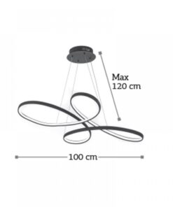 Κρεμαστό φωτιστικό LED 56W 3CCT (by switch) από αλουμίνιο σε μαύρη απόχρωση D:100cm (6150-BL)