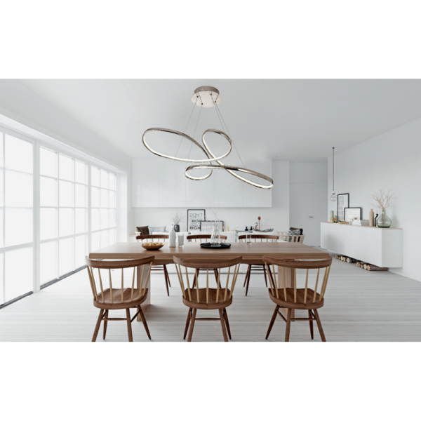 Κρεμαστό φωτιστικό LED 56W 3CCT (by switch) από αλουμίνιο σε χρώμιο απόχρωση D:100cm (6151-CH)
