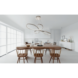 Κρεμαστό φωτιστικό LED 56W 3CCT (by switch) από αλουμίνιο σε χρυσή ματ απόχρωση D:100cm (6151-GL)