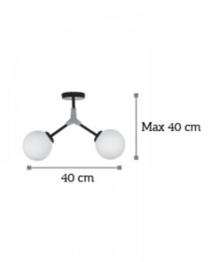 InLight Κρεμαστό φωτιστικό από μαύρο μέταλλο και λευκή οπαλίνα (6167-2-GL)