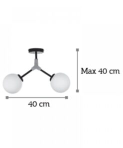 InLight Κρεμαστό φωτιστικό από μαύρο μέταλλο και λευκή οπαλίνα (6167-2-NM)