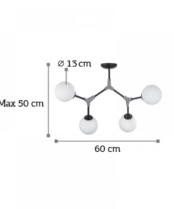 InLight Κρεμαστό φωτιστικό από μαύρο μέταλλο και λευκή οπαλίνα (6167-4-GL)