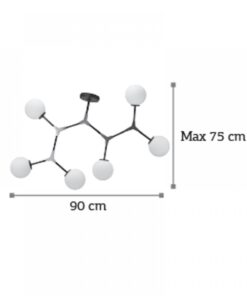 InLight Κρεμαστό φωτιστικό από μαύρο μέταλλο και λευκή οπαλίνα (6167-6-GL)