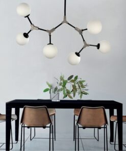 InLight Κρεμαστό φωτιστικό από μαύρο μέταλλο και λευκή οπαλίνα (6167-6-GL)