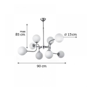 InLight Κρεμαστό φωτιστικό από χρώμιο μέταλλο και λευκή οπαλίνα 8XG9 D:90cm (6169-8-CH)