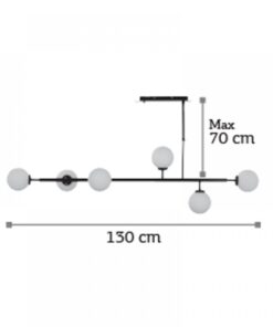 InLight Κρεμαστό φωτιστικό από μαύρο μέταλλο και λευκή οπαλίνα (6170-6-BL)