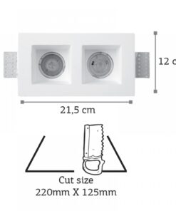 InLight Χωνευτό σποτ λευκό από γύψο 2XGU10 IP44 D:21,5cm (Χ0007)