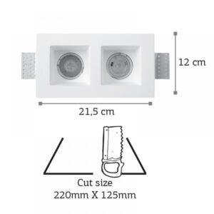 InLight Χωνευτό σποτ λευκό από γύψο 2XGU10 IP44 D:21,5cm (Χ0007)