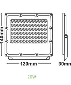LED Προβολέας 20W ACA Μαύρος 90° 2400lm Αδιάβροχος IP65 100-277V 4000K – J2040