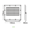 LED Προβολέας 30W ACA Μαύρος 90° 3450lm 100-277V Αδιάβροχος IP65 Θερμό Λευκό 3000K – J3030