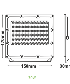LED Προβολέας 30W ACA Μαύρος 90° 3450lm 100-277V Αδιάβροχος IP65 Θερμό Λευκό 3000K – J3030