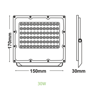 LED Προβολέας 30W ACA Μαύρος 90° 3450lm 100-277V Αδιάβροχος IP65 Θερμό Λευκό 3000K – J3030