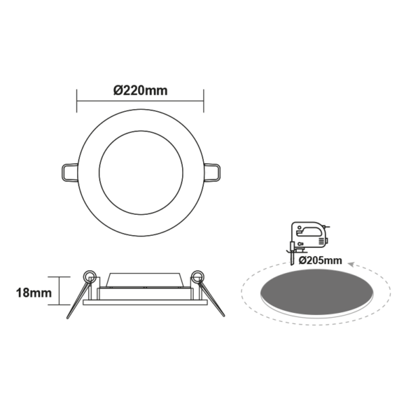 LED Πάνελ Στρογγυλό 22W ACA Ψυχρό 2400lm 6500K – KIRON2265RW