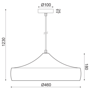 ACA DECOR   – Κρεμαστό Φωτιστικό 1ΧΕ27 Μεταλλικό Μαύρο/Χρυσό Φ46ΧΗ123cm