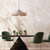 ACA DECOR   – Κρεμαστό Φωτιστικό 1ΧΕ27 Μεταλλικό Καφέ/Χρυσό Φ46ΧΗ123cm