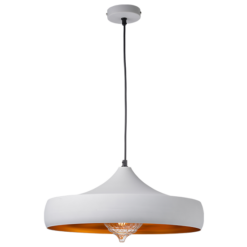 ACA DECOR – Κρεμαστό Φωτιστικό 1ΧΕ27 Μεταλλικό Λευκό/Χρυσό Φ460 – KS07961PWG