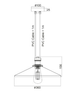 Κρεμαστό Φωτιστικό Καμπάνα 1xE27 Μεταλλική Μαύρη 1xE27 2 Καλωδίων Φ360 ACA DECOR – KS12882CB