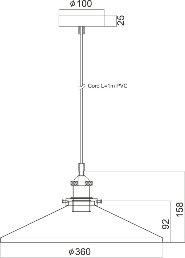 Καμπάνα Μεταλλική 1ΧE27 Μαύρη Φ360 1ΧE27 ACA DECOR   – KS1288P361BK