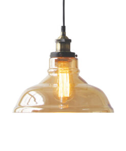 Κρεμαστό Φωτιστικό Καμπάνα 1ΧΕ27 Κεχριμπάρι Γυαλί Φ280 ACA DECOR – KS1295PAM1BK