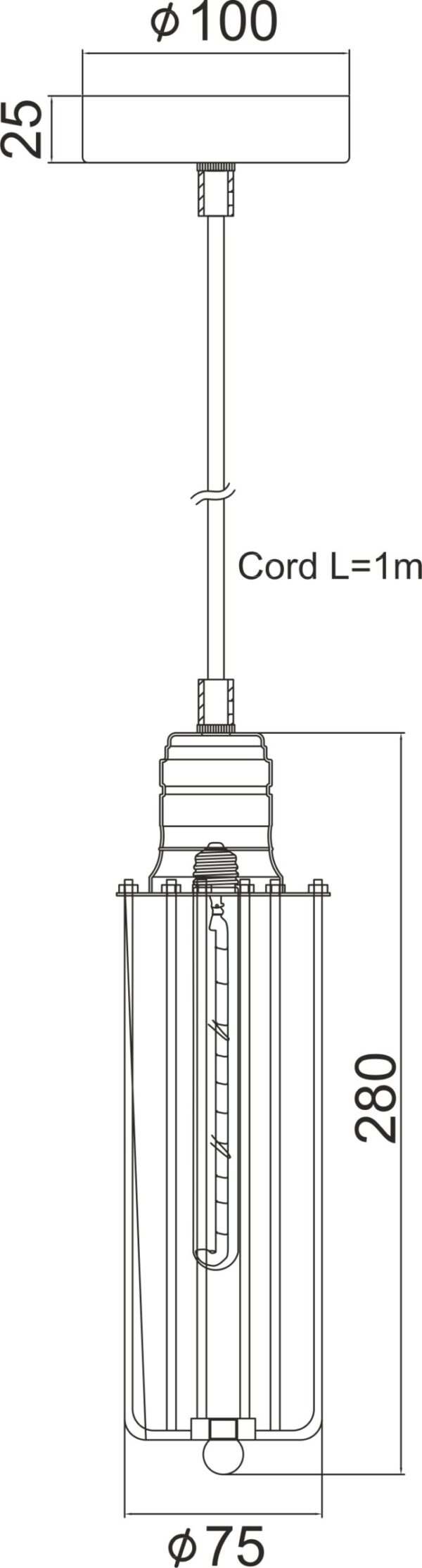 Κρεμαστό Φωτιστικό 1ΧE27 Μεταλλικό Μαύρο ACA DECOR  – KS1342P81BK