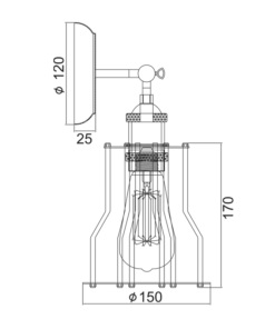 ΑΠΛΙΚΑ ΜΕΤΑΛΛΙΚΗ ΜΑΥΡΗ 1ΧE27 SOTIS ACA – KS1342W151BKACA
