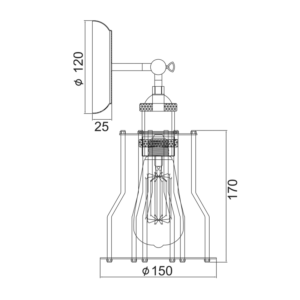ΑΠΛΙΚΑ ΜΕΤΑΛΛΙΚΗ ΜΑΥΡΗ 1ΧE27 SOTIS ACA – KS1342W151BKACA