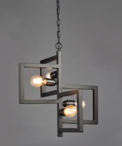 Κρεμαστό Φωτιστικό Οροφής Τετράγωνα 4xE27 Μεταλλικό Μαύρο ACA DECOR – KS14254BK