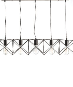 Κρεμαστό Μεταλλικό Φωτιστικό Με Πλέγμα Μαύρο 5ΧE27 ACA DECOR – KS1462P5BK