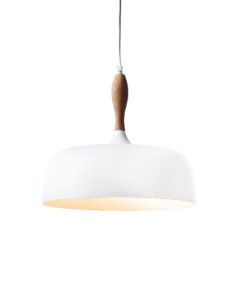 Κρεμαστό Φωτιστικό Καμπάνα Μεταλλικό Λευκό + Ξύλο 1ΧΕ27 Φ320 ACA DECOR – KS1513P321WH
