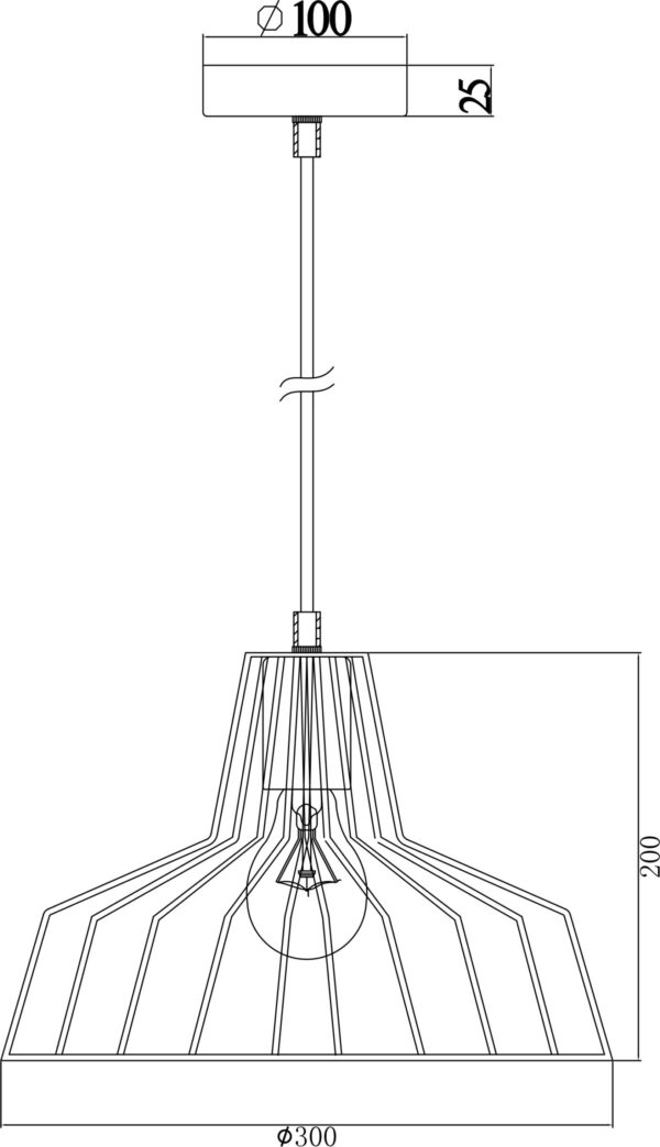 Κρεμαστή Καμπάνα 1ΧΕ27 Μεταλλική Μαύρη Φ300 ACA DECOR   – KS1525P1BK